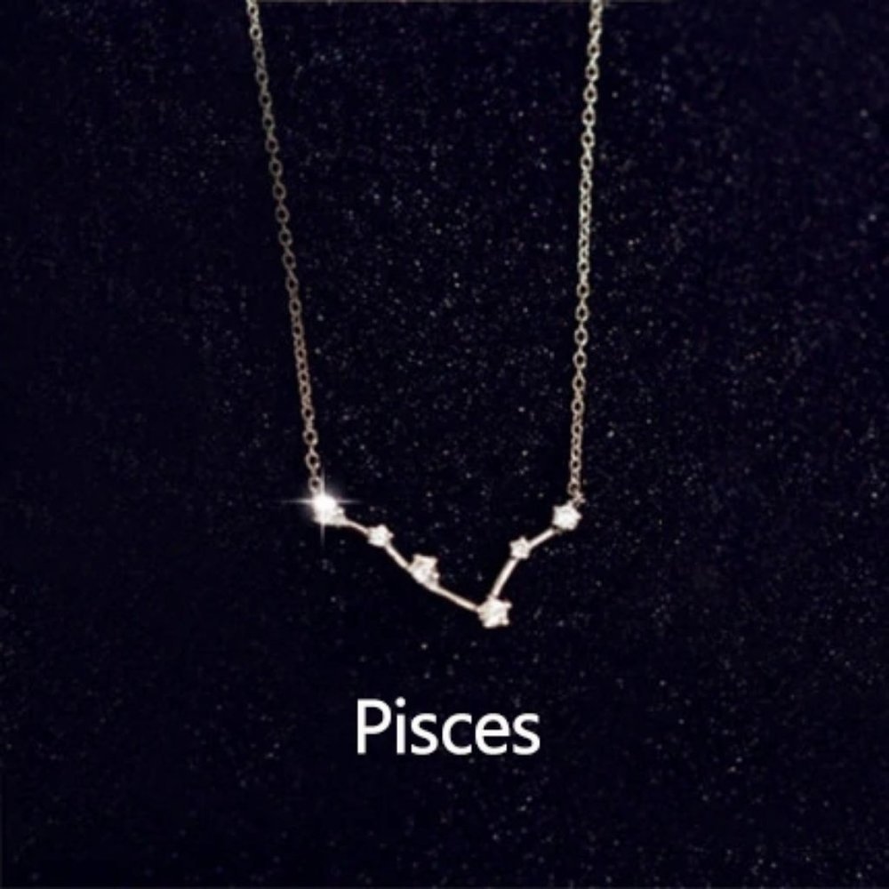 Sterling Silver Diamond Zodiac Necklace--Pisces